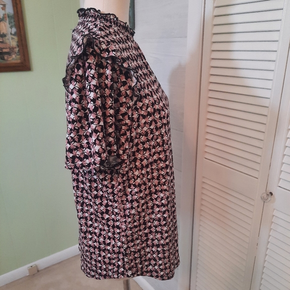 Adrienne vittadini smocked neck top blouse sz medium *2 - Picture 3 of 9